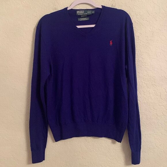 Polo by Ralph Lauren Merino Wool Italian Yarn V- Neck Sweater Men’s Size L - Picture 1 of 7